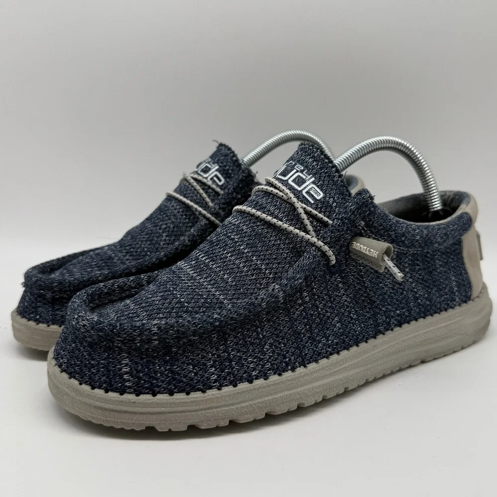 Hey Dude Wally Sox Women Size 7 Moonlit Ocean Navy Blue Knit Slip On Loafers